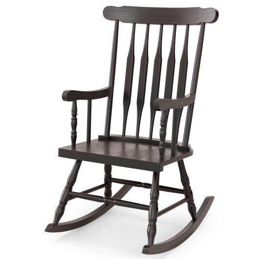  - Rocking Chair with Solid Wooden Frame for Garden and Patio - Outdoor Style Company