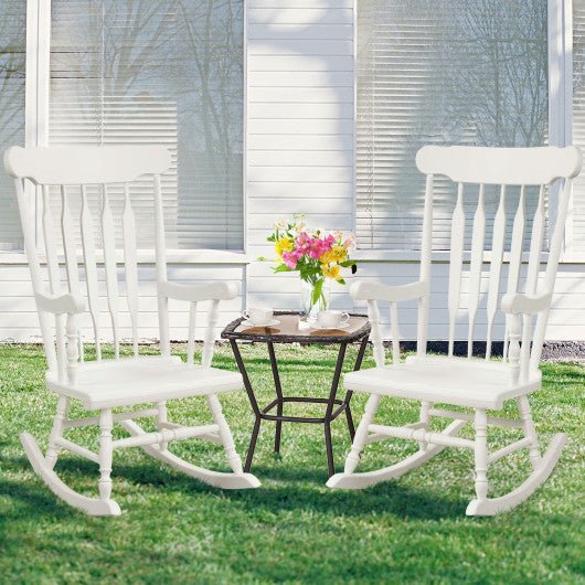  - Rocking Chair with Solid Wooden Frame for Garden and Patio - Outdoor Style Company