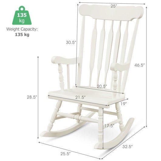  - Rocking Chair with Solid Wooden Frame for Garden and Patio - Outdoor Style Company