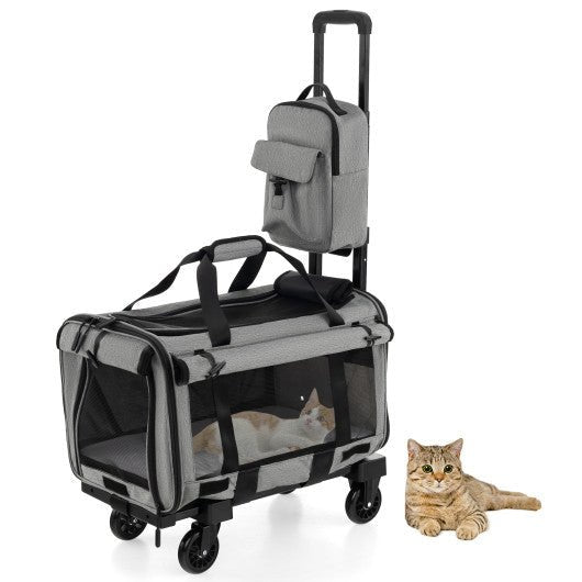  - Rolling Cat Carrier with Dual - use Pads and Litter Bag - Outdoor Style Company