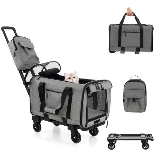  - Rolling Cat Carrier with Dual - use Pads and Litter Bag - Outdoor Style Company