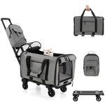  - Rolling Cat Carrier with Dual - use Pads and Litter Bag - Outdoor Style Company