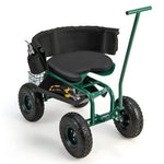 - Rolling Garden Cart with Height Adjustable Swivel Seat and Storage Basket - Outdoor Style Company