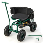  - Rolling Garden Cart with Height Adjustable Swivel Seat and Storage Basket - Outdoor Style Company