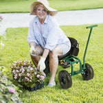  - Rolling Garden Cart with Height Adjustable Swivel Seat and Storage Basket - Outdoor Style Company