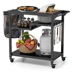  - Rolling Grill Cart 3 - Shelf BBQ Cart with Hooks and Side Handle - Outdoor Style Company