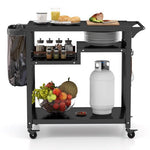  - Rolling Grill Cart 3 - Shelf BBQ Cart with Hooks and Side Handle - Outdoor Style Company