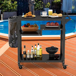  - Rolling Grill Cart 3 - Shelf BBQ Cart with Hooks and Side Handle - Outdoor Style Company