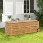  - Rolling Patio Wooden Deck Box with 2 Wheels and Side Handle for Outdoor - Outdoor Style Company