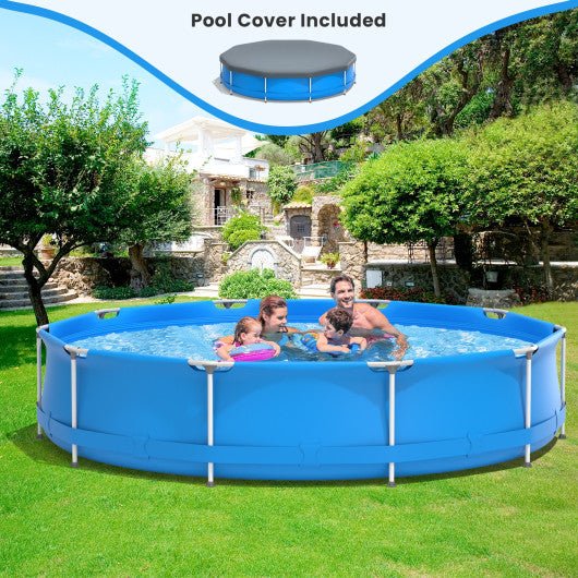  - Round Above Ground Swimming Pool With Pool Cover - Outdoor Style Company