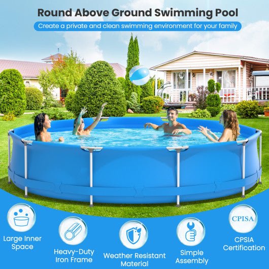  - Round Above Ground Swimming Pool With Pool Cover - Outdoor Style Company