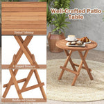  - Round Patio Folding Coffee Table Indonesia Teak Wood with Slatted Tabletop - Outdoor Style Company