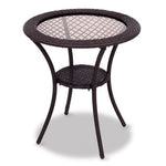  - Round Rattan Wicker Coffee Table with Lower Shelf - Outdoor Style Company