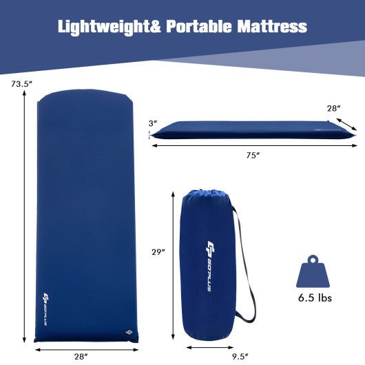  - Self - inflating Lightweight Folding Foam Sleeping Cot with Storage bag - Outdoor Style Company