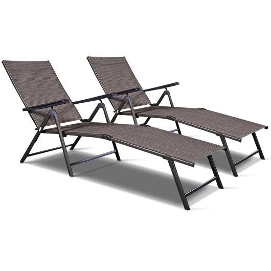  - Set of 2 Adjustable Chaise Lounge Chair with 5 Reclining Positions - Outdoor Style Company