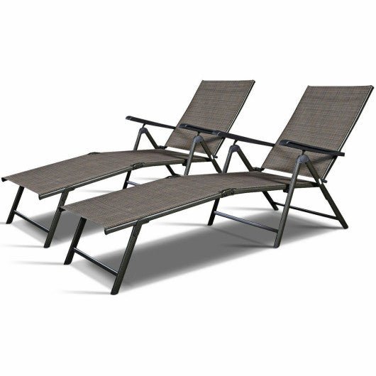  - Set of 2 Adjustable Chaise Lounge Chair with 5 Reclining Positions - Outdoor Style Company