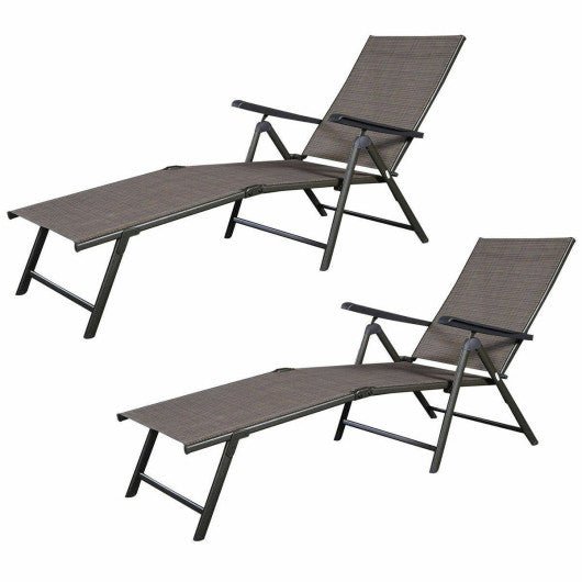  - Set of 2 Adjustable Chaise Lounge Chair with 5 Reclining Positions - Outdoor Style Company