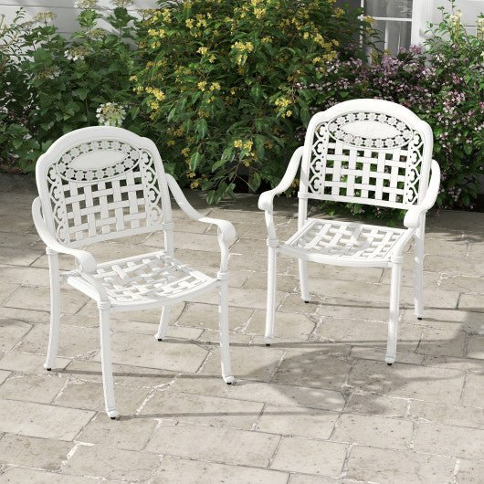  - Set of 2 Cast Aluminum Patio Chairs with Armrests - Outdoor Style Company