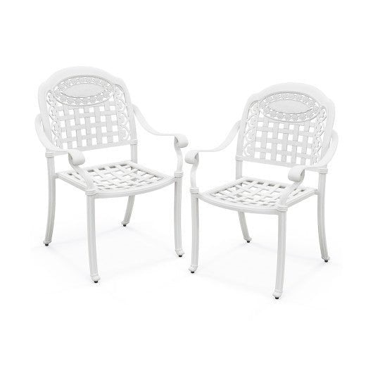  - Set of 2 Cast Aluminum Patio Chairs with Armrests - Outdoor Style Company