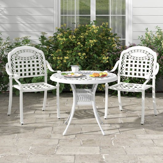  - Set of 2 Cast Aluminum Patio Chairs with Armrests - Outdoor Style Company