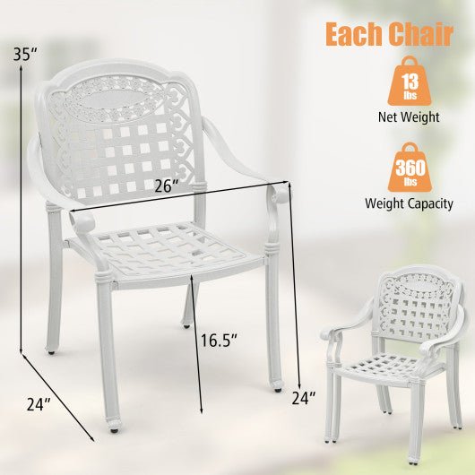  - Set of 2 Cast Aluminum Patio Chairs with Armrests - Outdoor Style Company