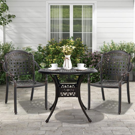  - Set of 2 Cast Aluminum Patio Chairs with Armrests - Outdoor Style Company