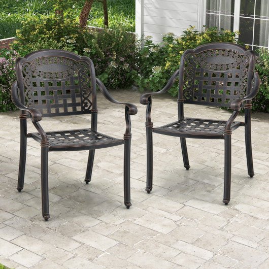  - Set of 2 Cast Aluminum Patio Chairs with Armrests - Outdoor Style Company