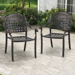  - Set of 2 Cast Aluminum Patio Chairs with Armrests - Outdoor Style Company