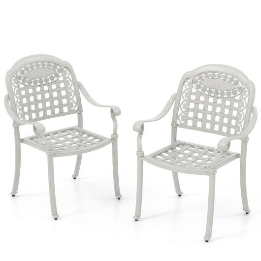  - Set of 2 Cast Aluminum Patio Chairs with Armrests - Outdoor Style Company