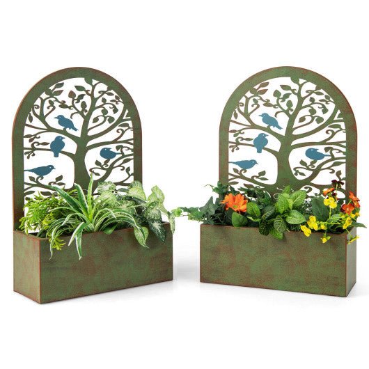  - Set of 2 Decorative Raised Garden Bed for Climbing Plants - Outdoor Style Company