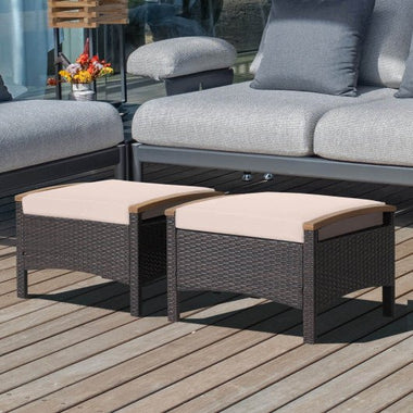  - Set of 2 Fade - Resistant Wicker Patio Ottoman - Outdoor Style Company