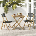  - Set of 2 Folding Chairs Indonesia Teak Wood Dining Chairs with Woven Rope Seat and Back - Outdoor Style Company