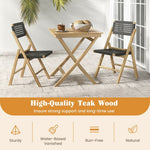  - Set of 2 Folding Chairs Indonesia Teak Wood Dining Chairs with Woven Rope Seat and Back - Outdoor Style Company