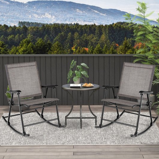  - Set of 2 Folding Rocking Chair with Breathable Seat Fabric - Set of 2 - Outdoor Style Company