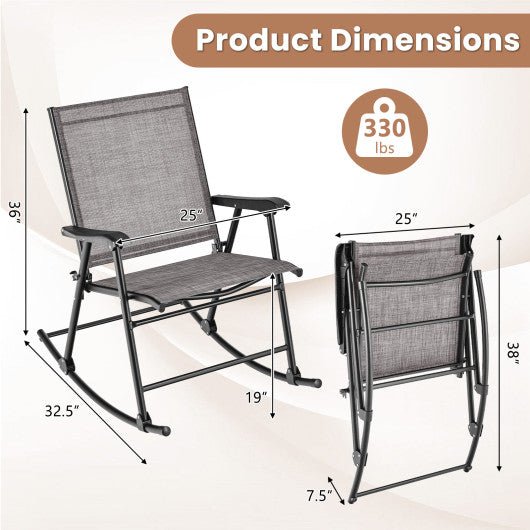  - Set of 2 Folding Rocking Chair with Breathable Seat Fabric - Set of 2 - Outdoor Style Company
