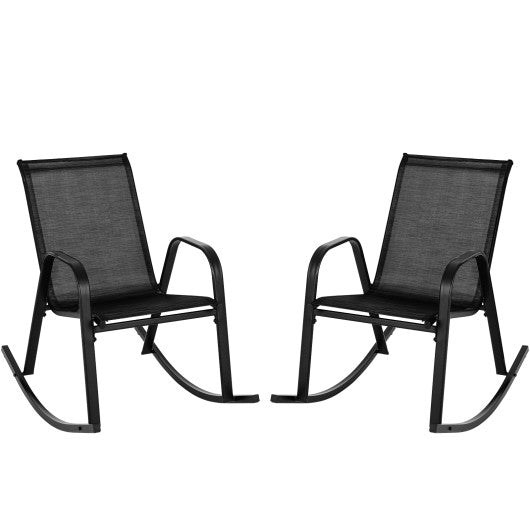  - Set of 2 Heavy - Duty Metal Patio Rocking Chair with Breathable Seat Fabric - Outdoor Style Company