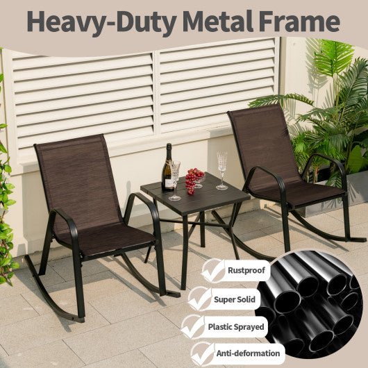  - Set of 2 Heavy - Duty Metal Patio Rocking Chair with Breathable Seat Fabric - Outdoor Style Company