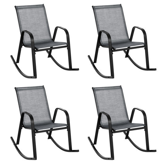  - Set of 2 Heavy - Duty Metal Patio Rocking Chair with Breathable Seat Fabric - Outdoor Style Company