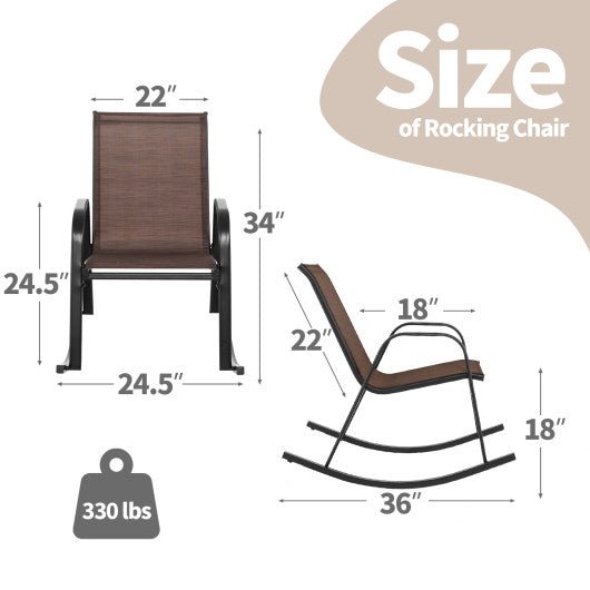  - Set of 2 Heavy - Duty Metal Patio Rocking Chair with Breathable Seat Fabric - Outdoor Style Company