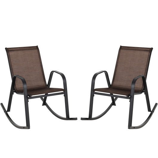  - Set of 2 Heavy - Duty Metal Patio Rocking Chair with Breathable Seat Fabric - Outdoor Style Company