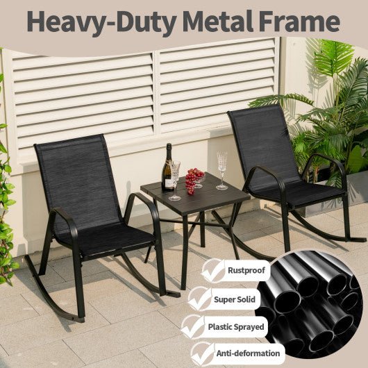  - Set of 2 Heavy - Duty Metal Patio Rocking Chair with Breathable Seat Fabric - Outdoor Style Company