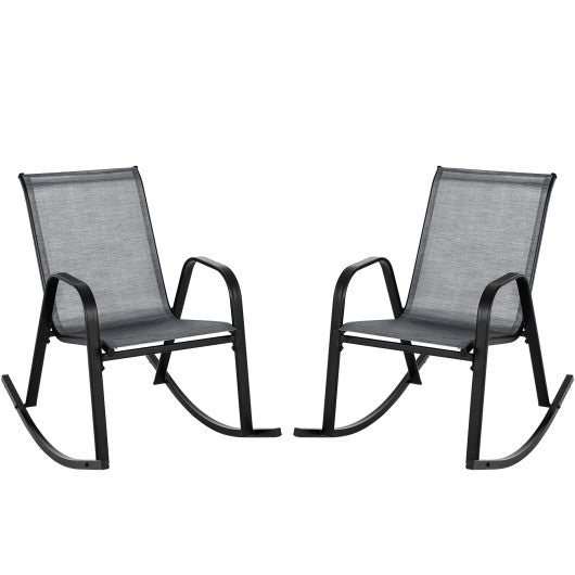  - Set of 2 Heavy - Duty Metal Patio Rocking Chair with Breathable Seat Fabric - Outdoor Style Company