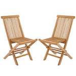  - Set of 2 Indonesia Teak Patio Folding Chairs with High Back and Slatted Seat - Outdoor Style Company