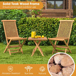  - Set of 2 Indonesia Teak Patio Folding Chairs with High Back and Slatted Seat - Outdoor Style Company