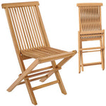  - Set of 2 Indonesia Teak Patio Folding Chairs with High Back and Slatted Seat - Outdoor Style Company