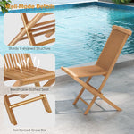  - Set of 2 Indonesia Teak Patio Folding Chairs with High Back and Slatted Seat - Outdoor Style Company
