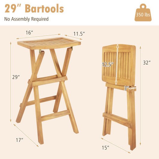  - Set of 2 No Assembly Outdoor Bar Stools with Countered Seat - Outdoor Style Company