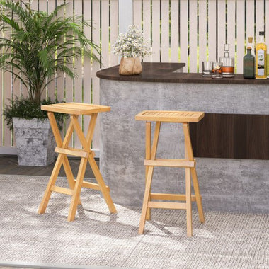  - Set of 2 No Assembly Outdoor Bar Stools with Countered Seat - Outdoor Style Company