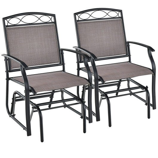  - Set of 2 Outdoor Metal Glider Armchairs with Weather - resistant Fabric - Outdoor Style Company