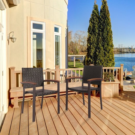  - Set of 2 Outdoor Patio PE Rattan Dining Chairs - Outdoor Style Company